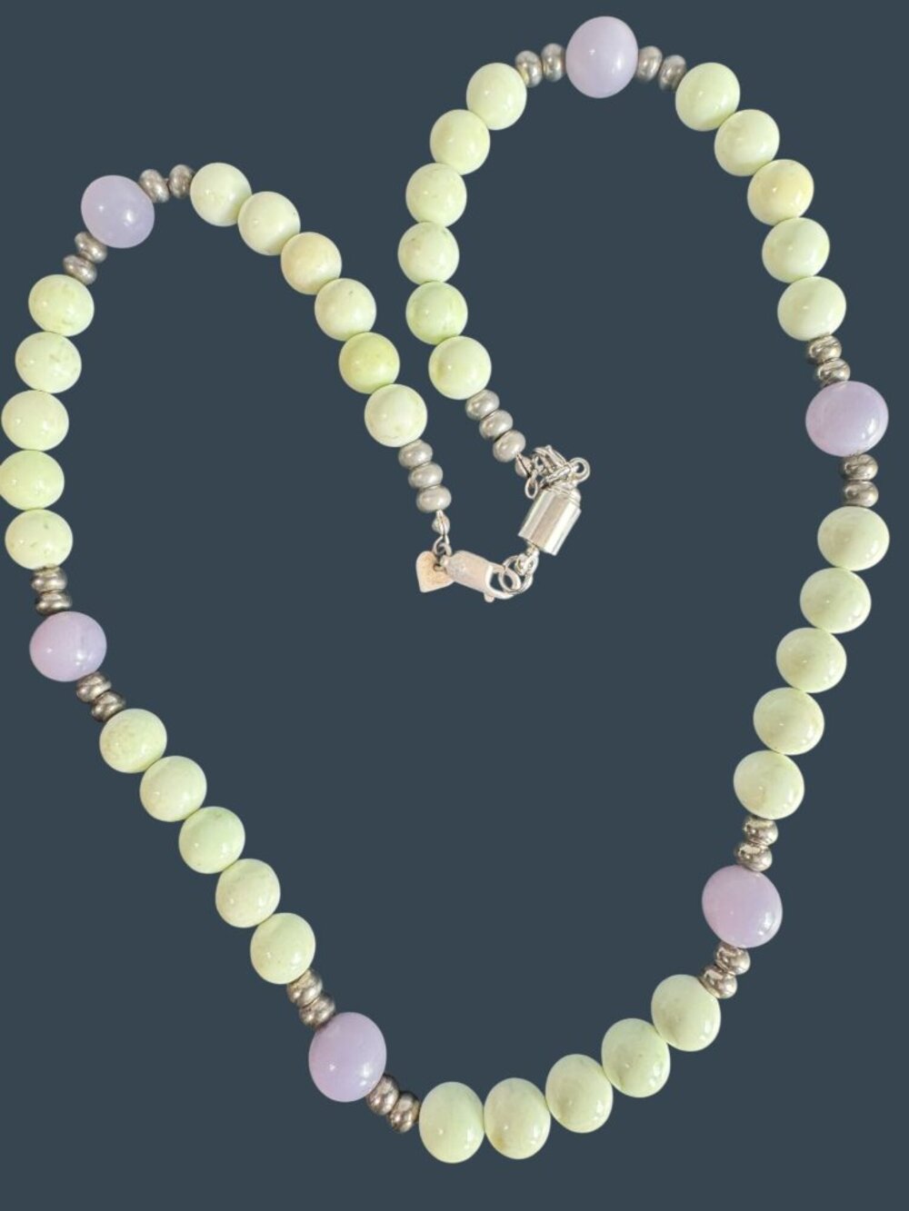 Jay King DTR Green Purple Gemstone Bead Necklace 23" 925 Sterling - Picture 5 of 9